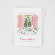 Pink Christmas Window Greeting Card