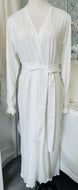 Cristina Long Sleeve Long Robe - White with Blue