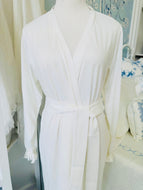 Catalina Long Sleeve Long Robe - White with Blue