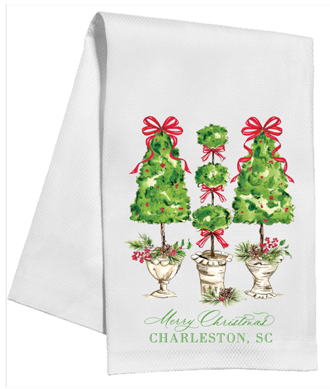 Christmas Topiary Charleston Kitchen Towel