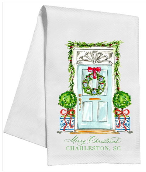 Christmas Front Door Charleston Kitchen Towel