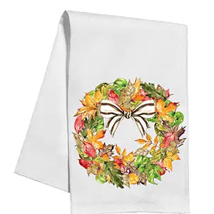 Autumn Leaf Wreath Kitchen Towel