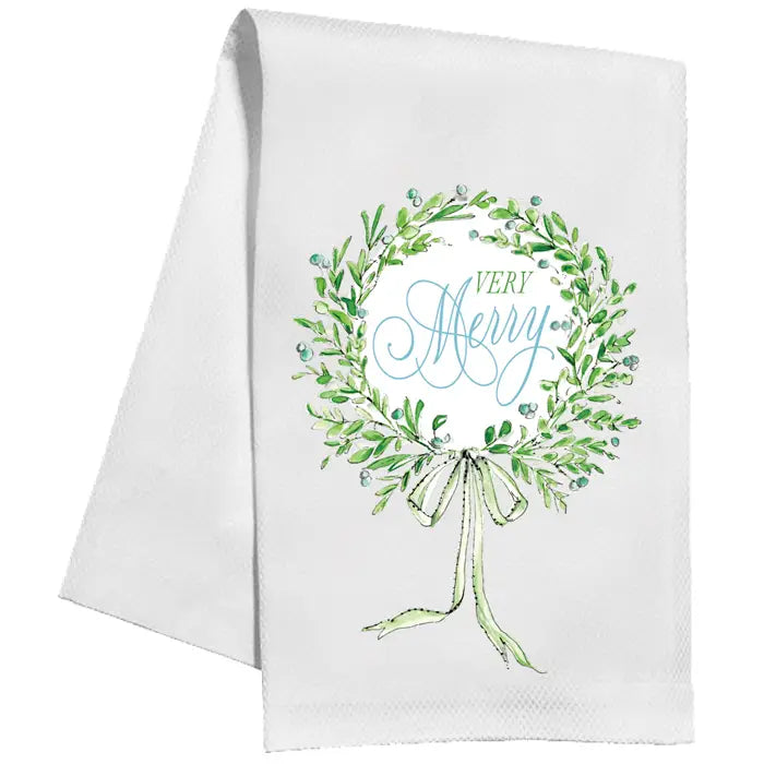 Very Merry Wreath Kitchen Towel
