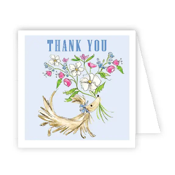 Thank You Dog with Flowers Enclosure Card