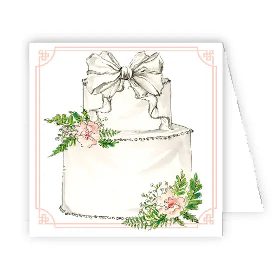 Wedding Cake with Bow Enclosure Card