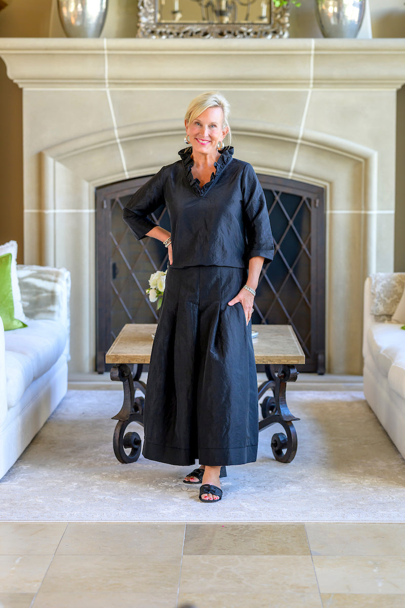 Darcy Black Taffeta Top
