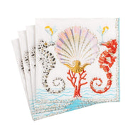 Seahorses And Shell Paper Cocktail Napkins
