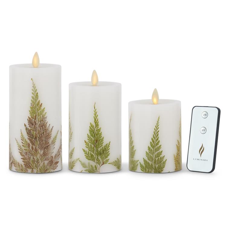 Fern Luminara Indoor Candles - Set of 3 & Remote