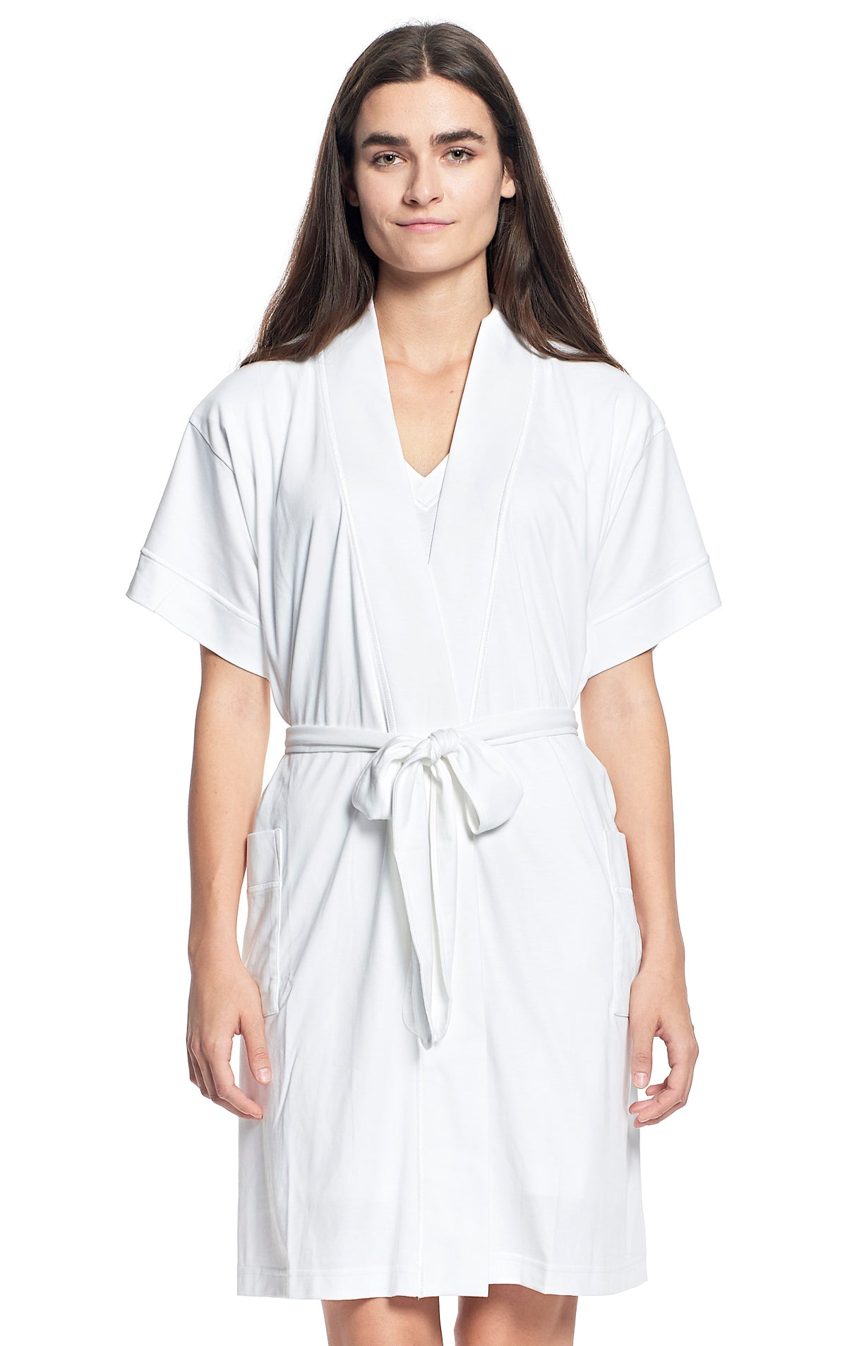 Butterknit Short Sleeve Short Robe - White