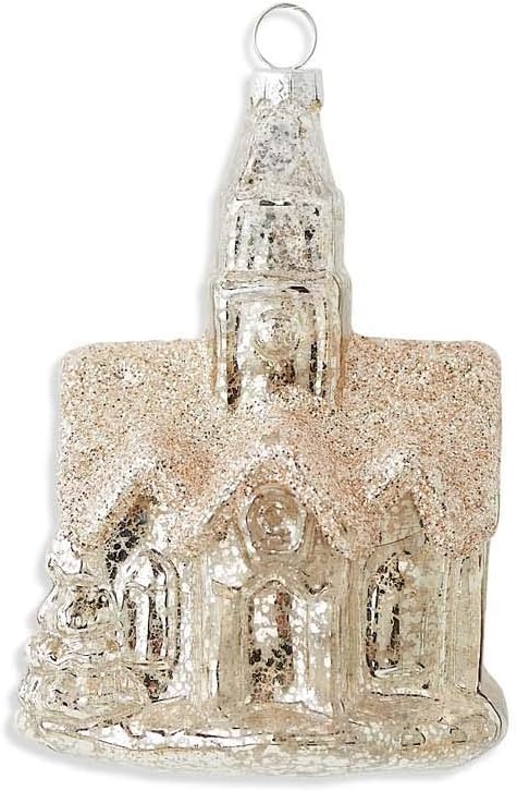 Silver Mercury Glass Church Ornament