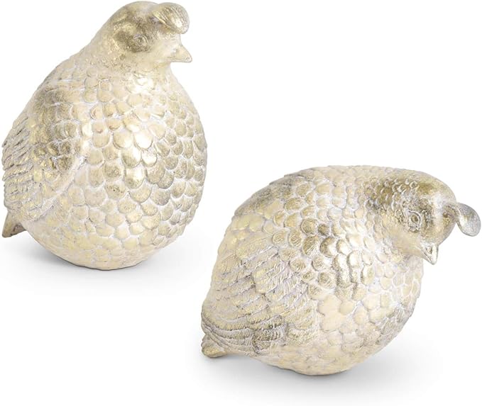 Gold Resin Partridges - Set of 2