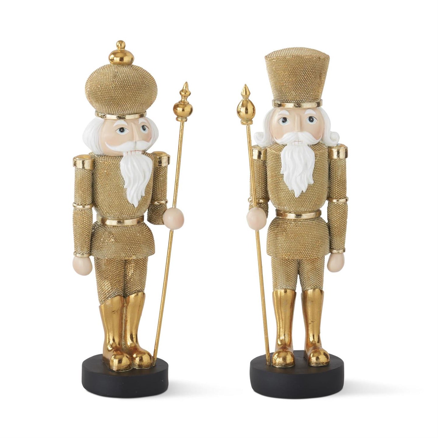 Resin Gold Faux Beaded Nutcrackers - Set of 2