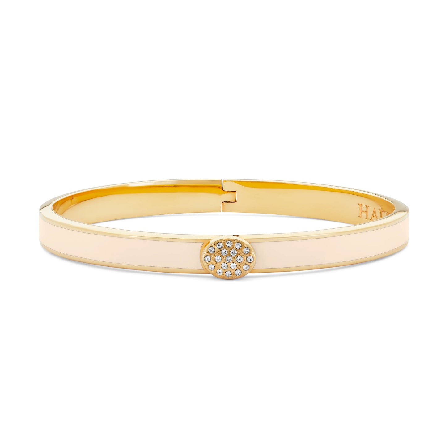 Skinny Plain Pave Button Hinged Bangle