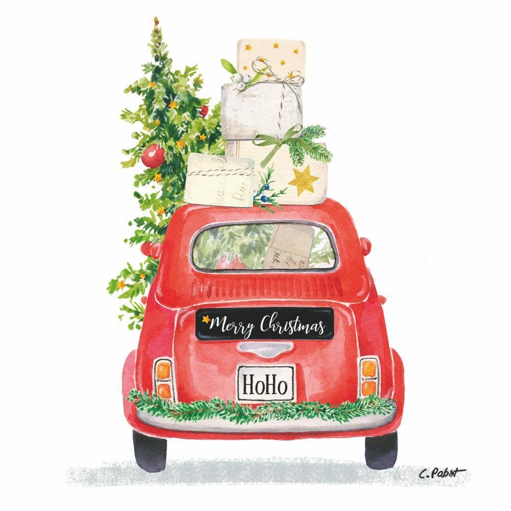 Christmas Taxi Paper Cocktail Napkins