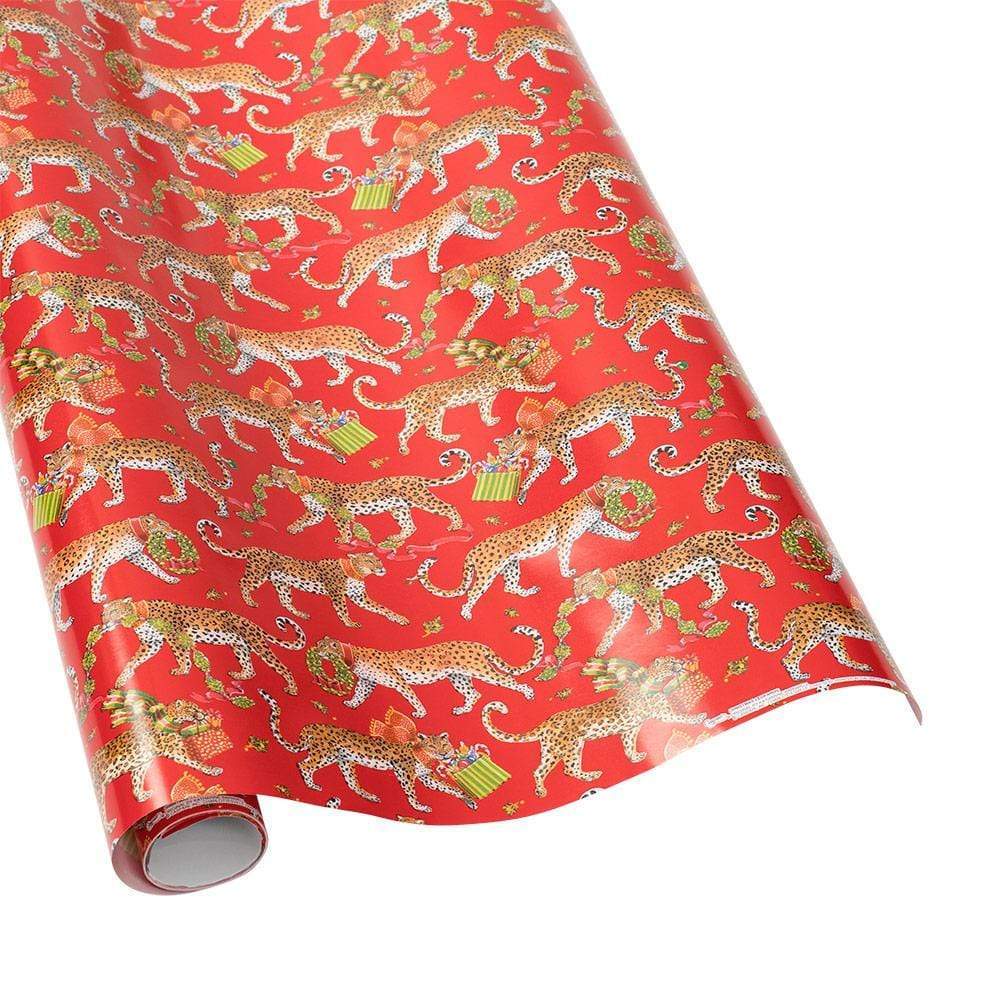 Christmas Leopards Red Gift Wrap