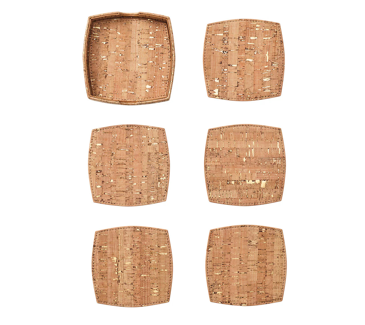 Whistler Coaster in Natural & Gold - Set of 6 in Caddy
