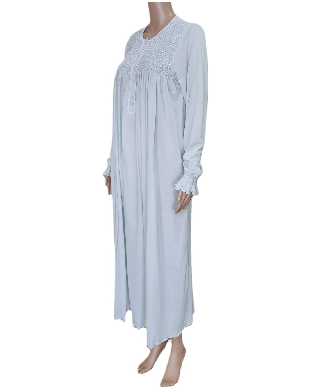 Fernanda Long Sleeve Gown - Blue with White