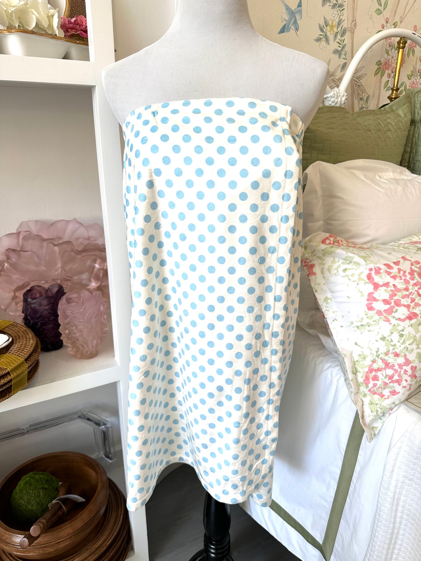 Bath Wrap - Blue Polka Dots