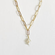 Simple Pearl Cross Necklace