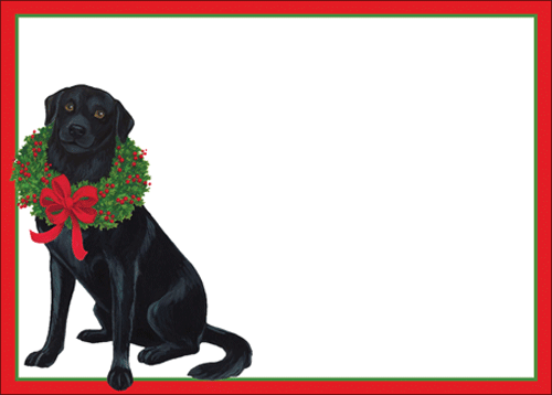 Black Lab with Wreath Adhesive Labels