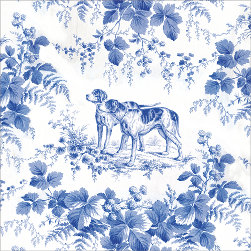 Hunting Toile Blue Cocktail Napkins