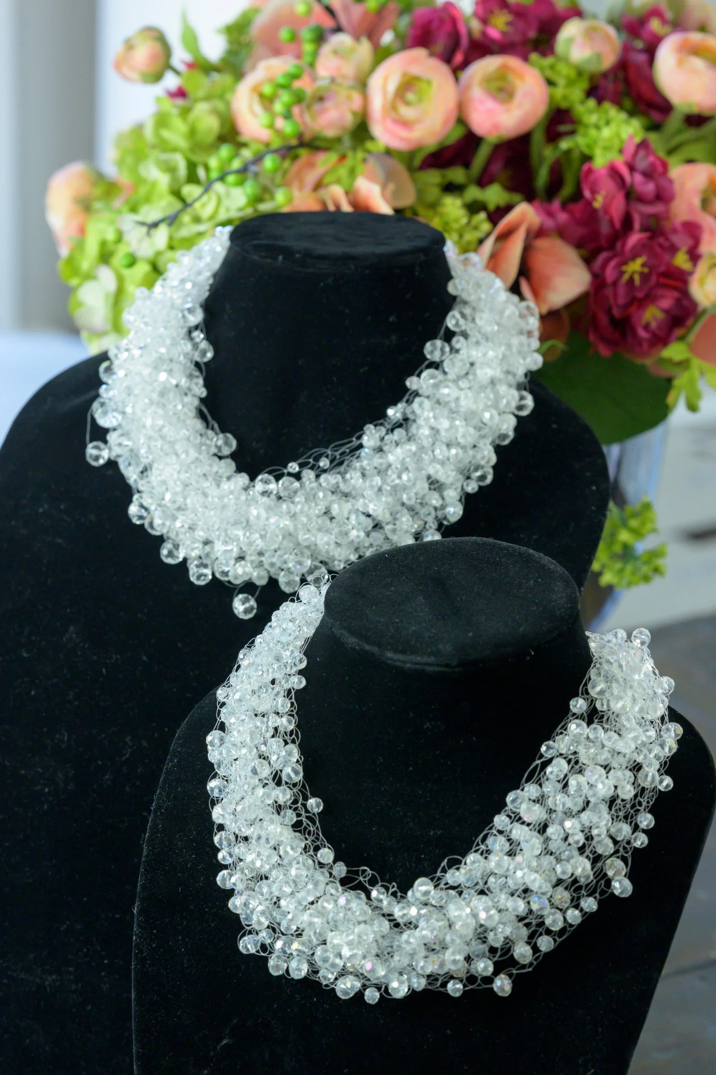 Petite Crystal Bead Cluster Necklace
