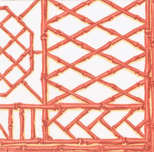Bamboo Screen Coral Paper Cocktail Napkins