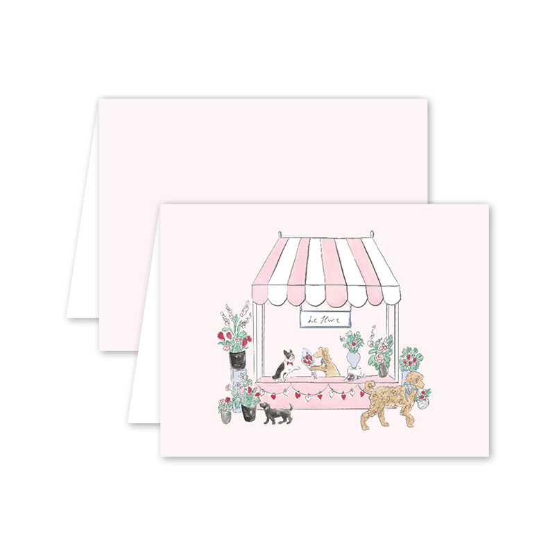 Lovely Blooms Pups Notecard Boxed Set of 8