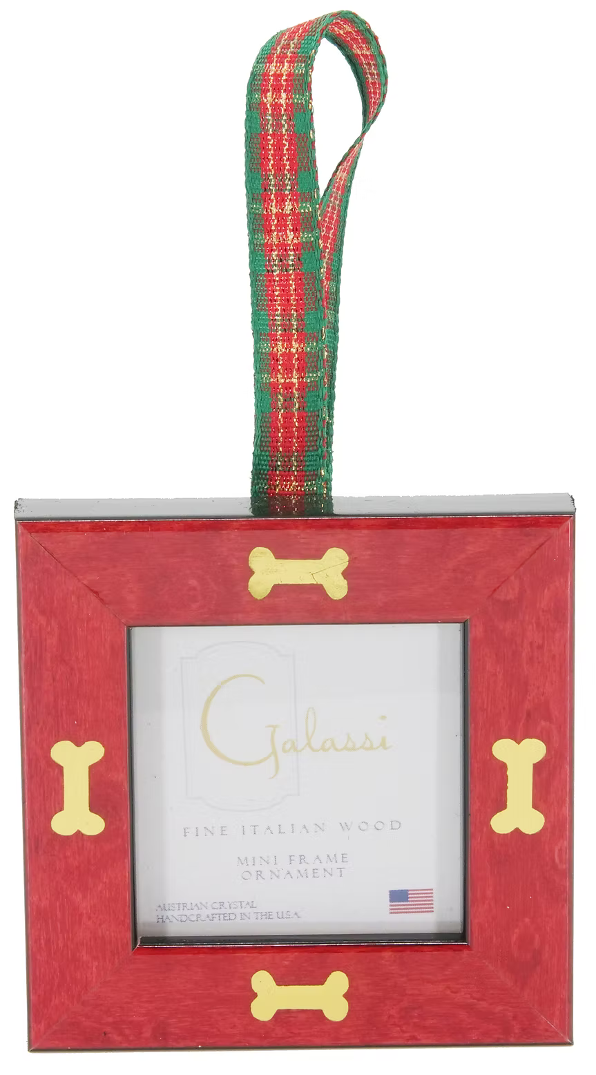 Red Burl with Gold Bone Picture Frame Ornament