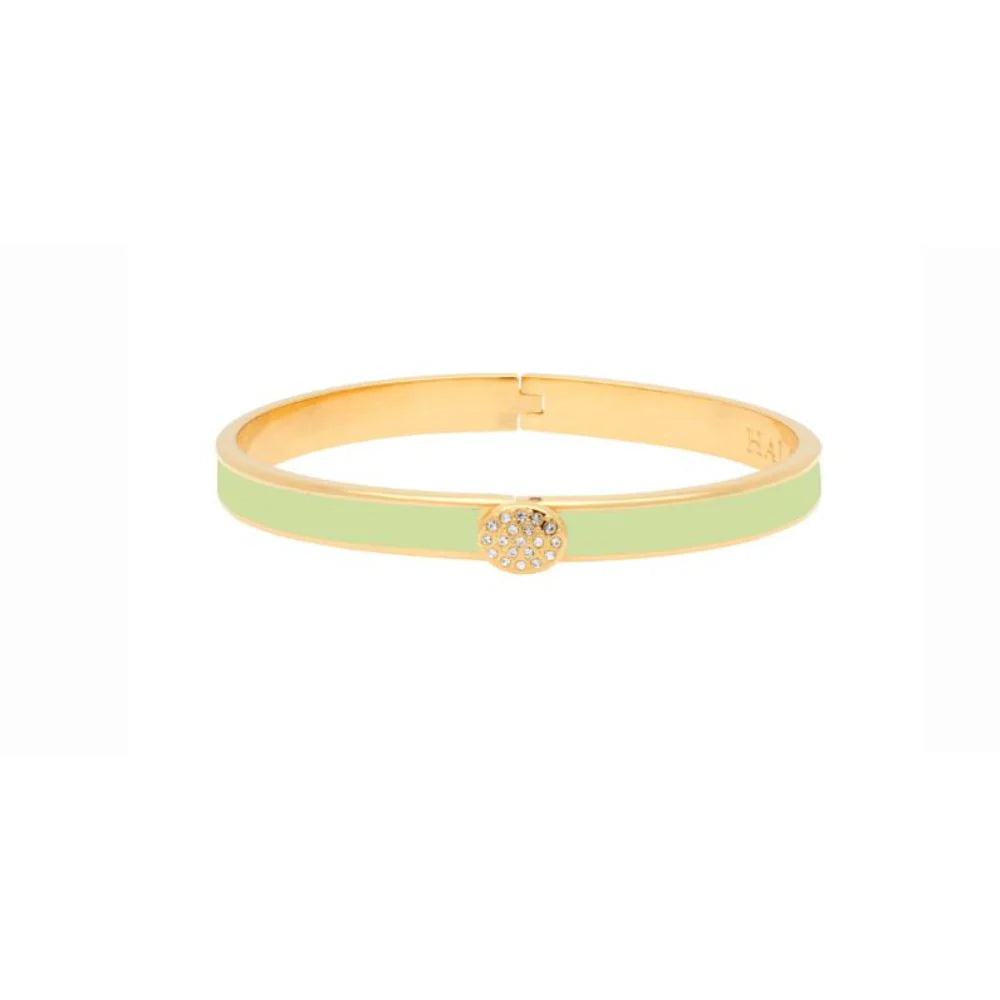 Skinny Plain Pave Button Hinged Bangle