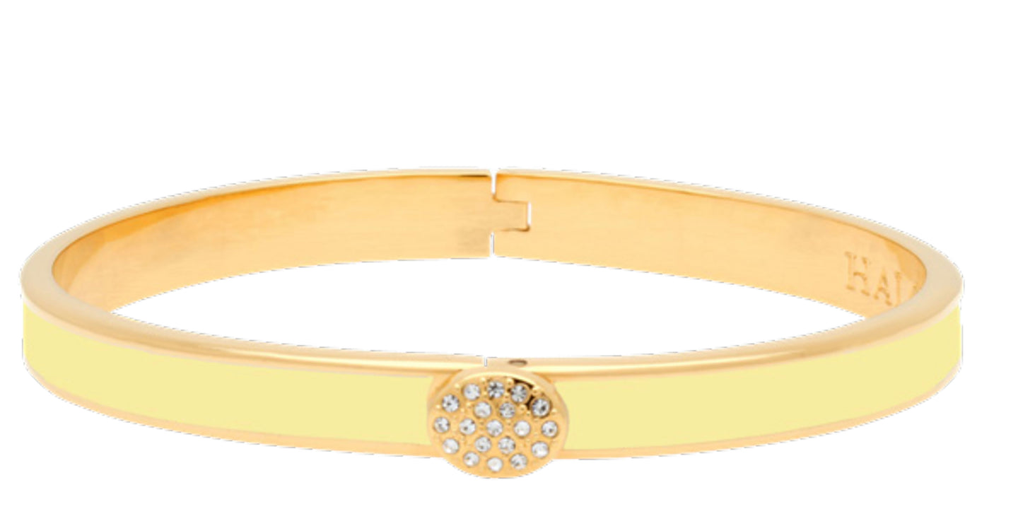 Skinny Plain Pave Button Hinged Bangle