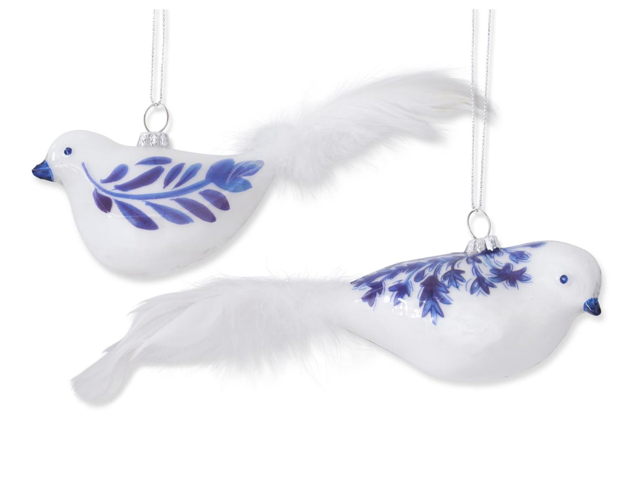 White & Blue Bird Ornament