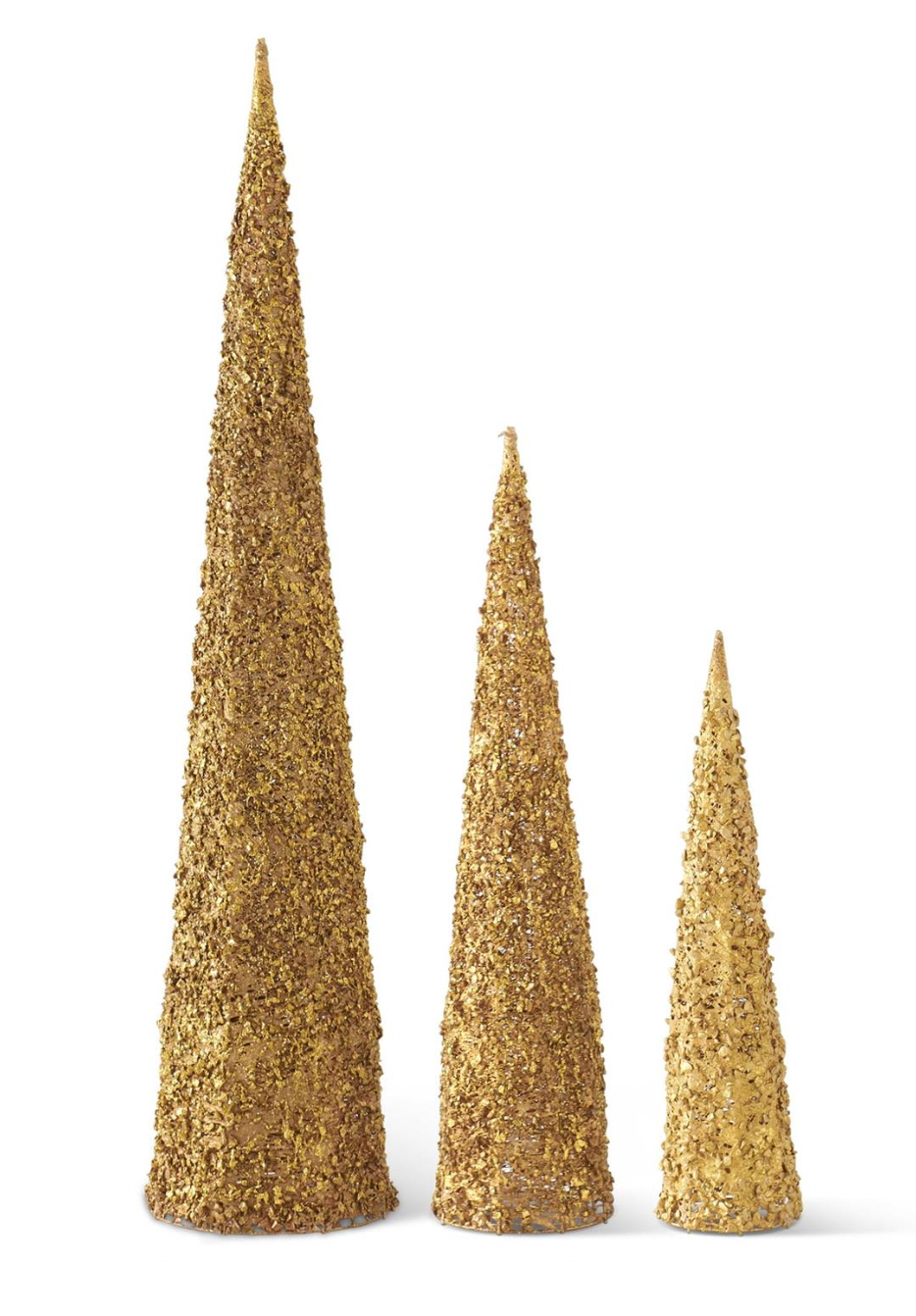 Gold Wire Lace Cone Trees - Set of 3