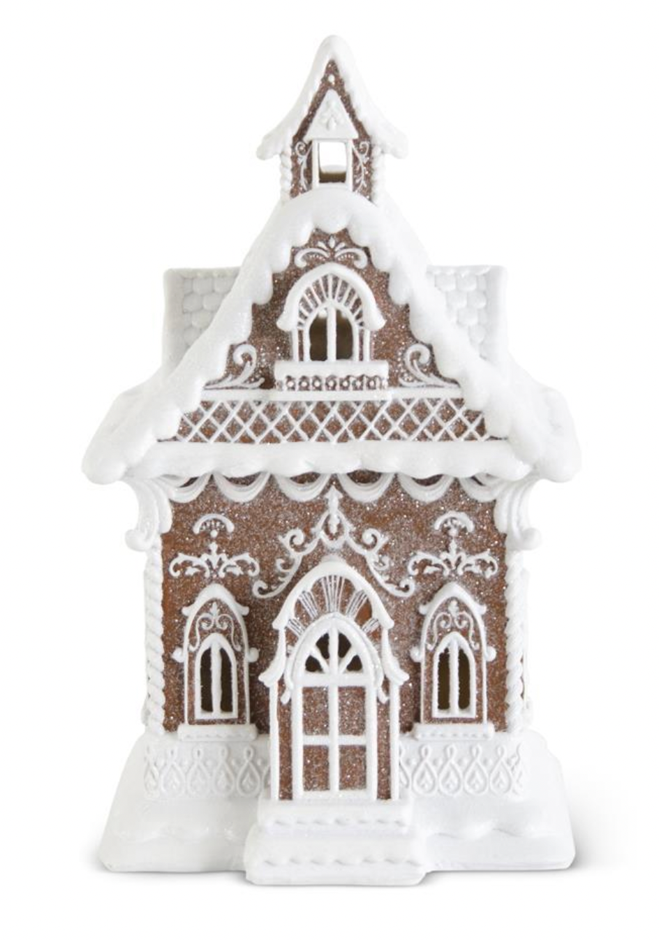 Glittered LED Gingerbread House w Timer 13.75''