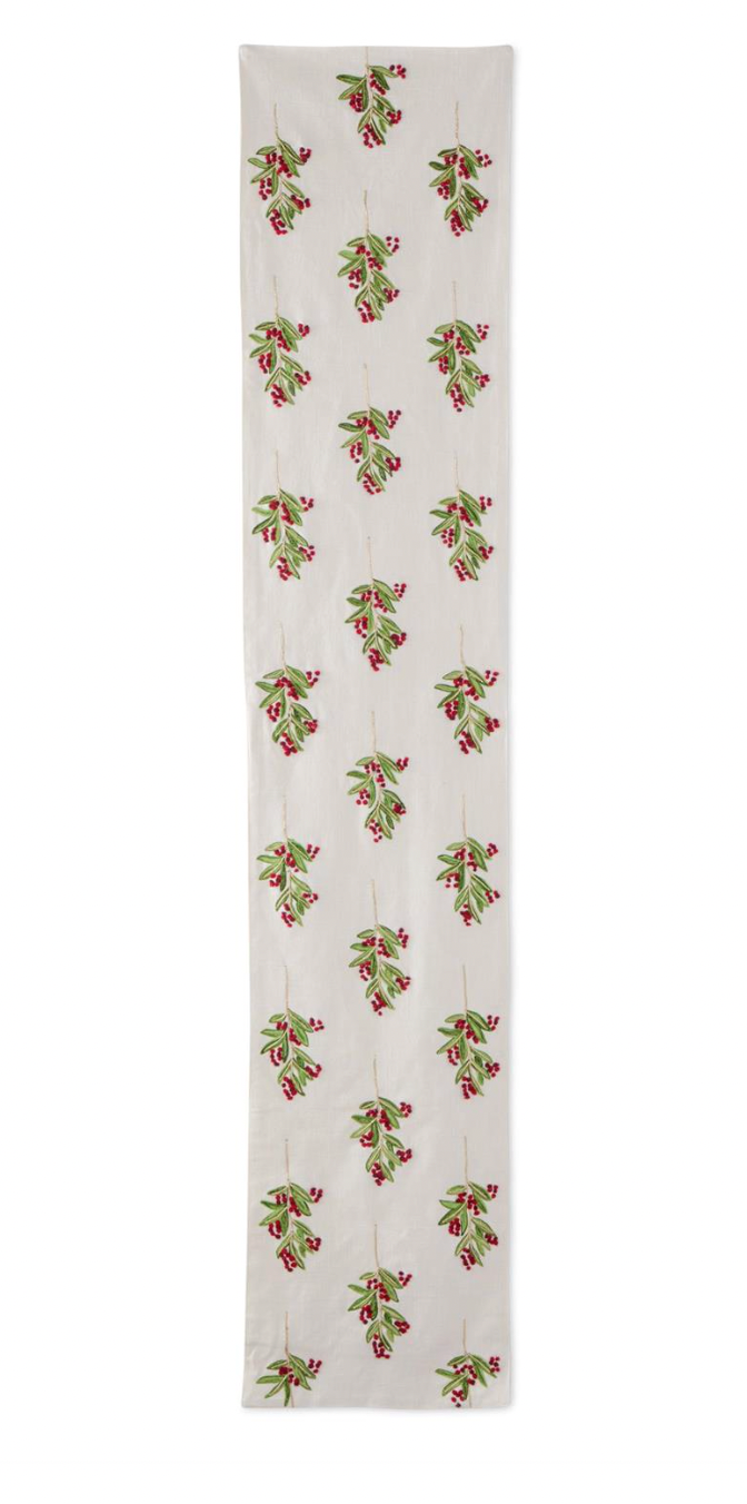 Holly Leaves & Berries Table Runner 72''