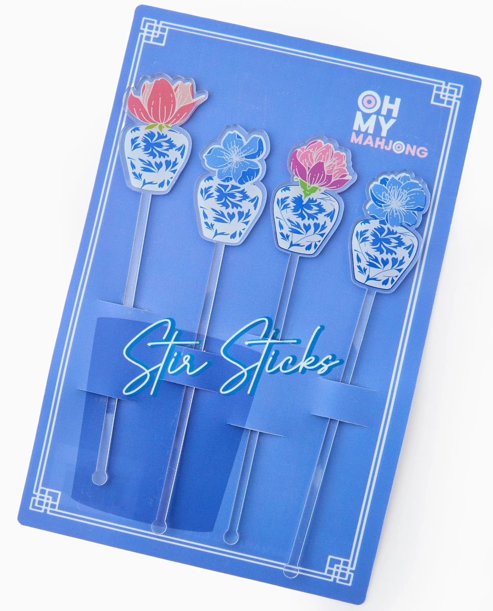 Mahjong Inspired Chinoiserie Stir Sticks
