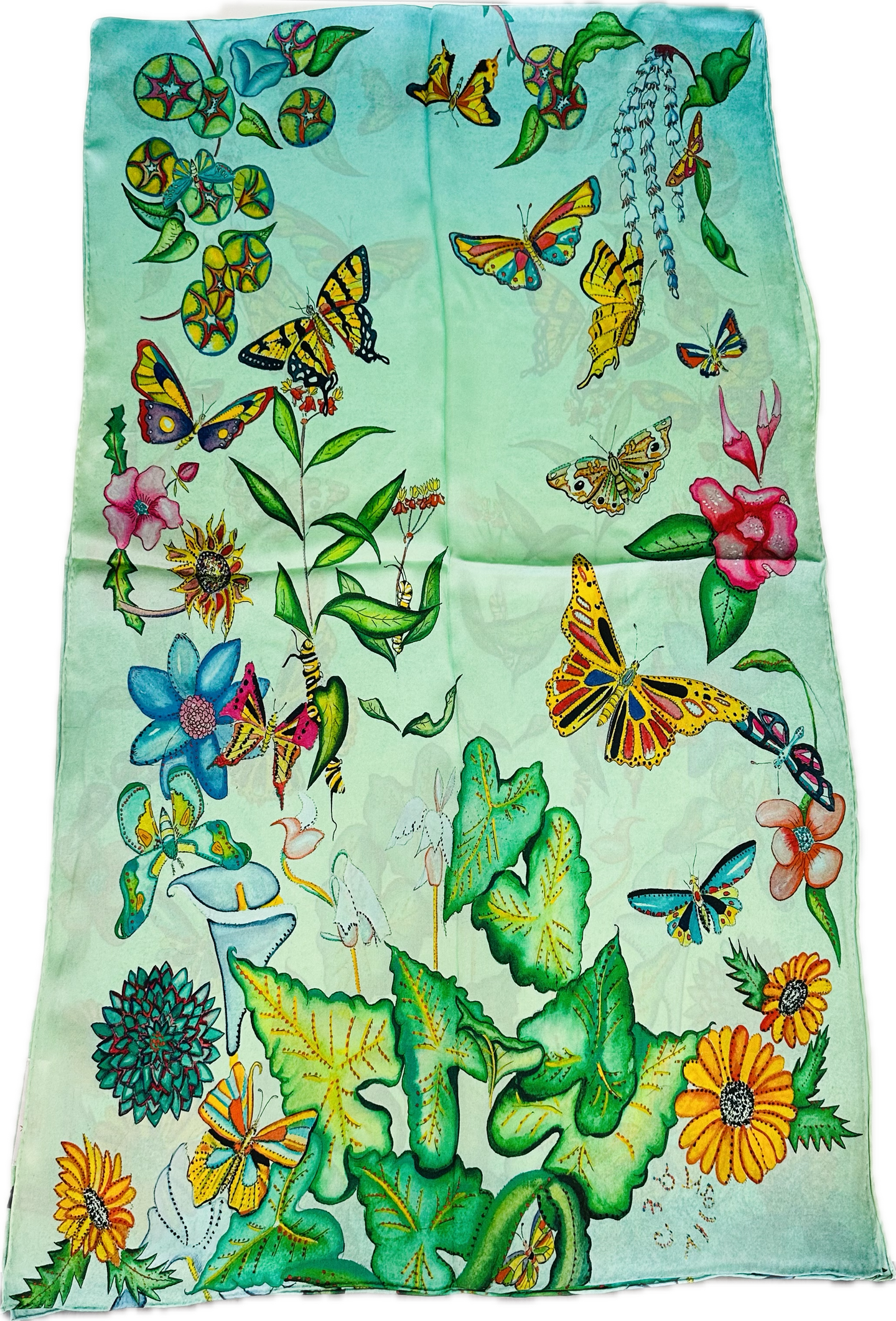 Butterfly Double Sided 100% Silk Scarf