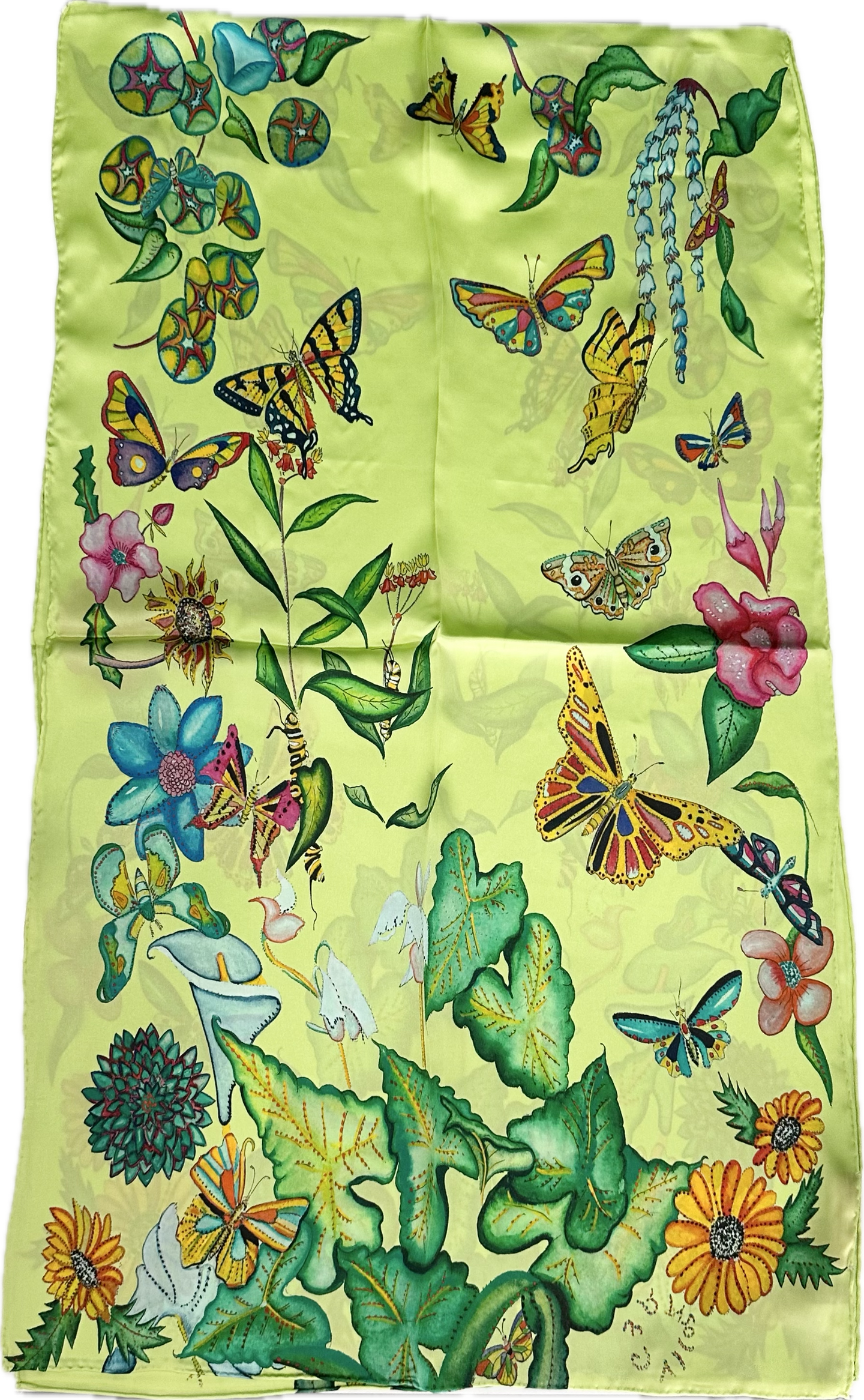 Butterfly Double Sided 100% Silk Scarf