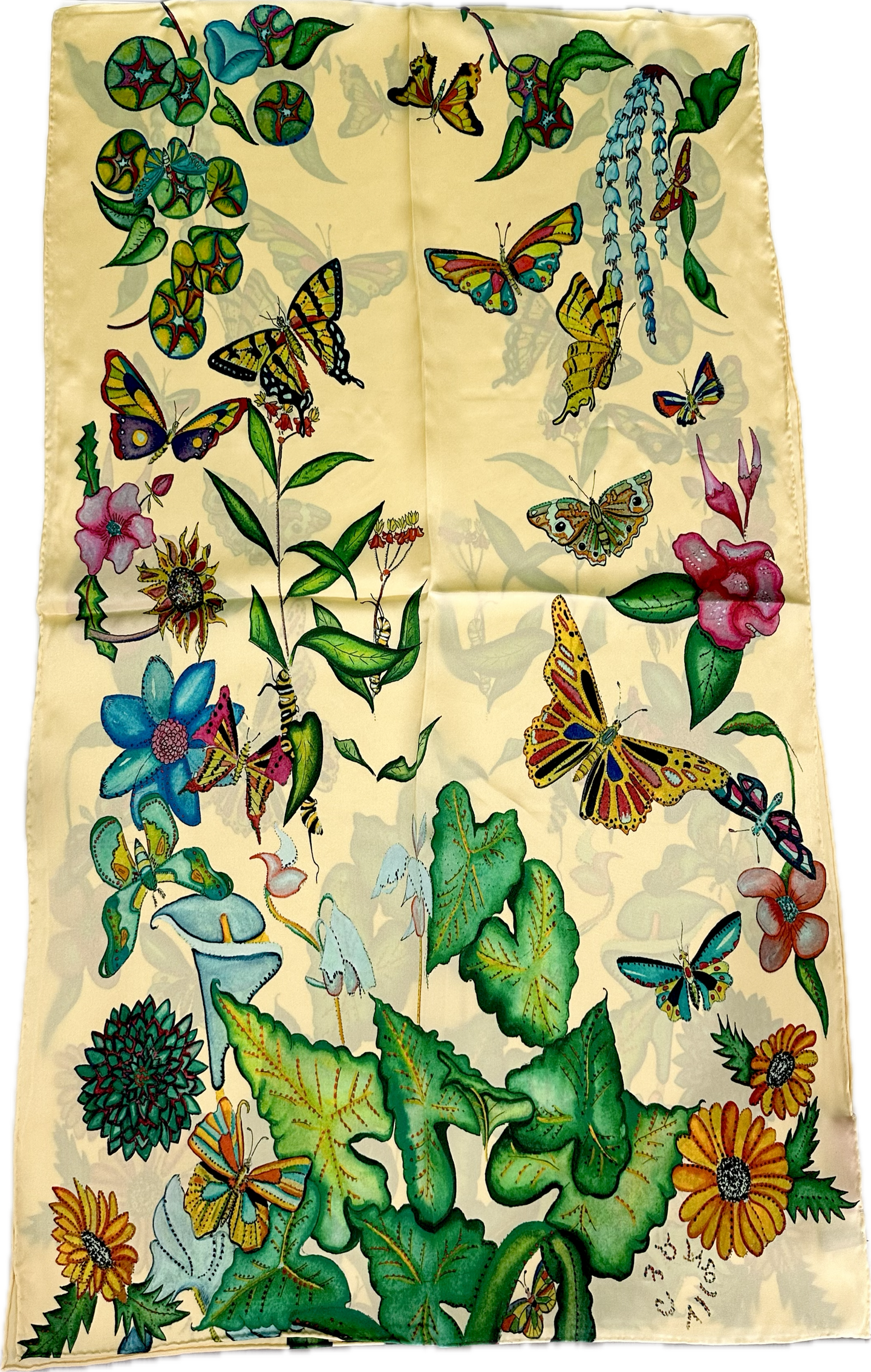 Butterfly Double Sided 100% Silk Scarf