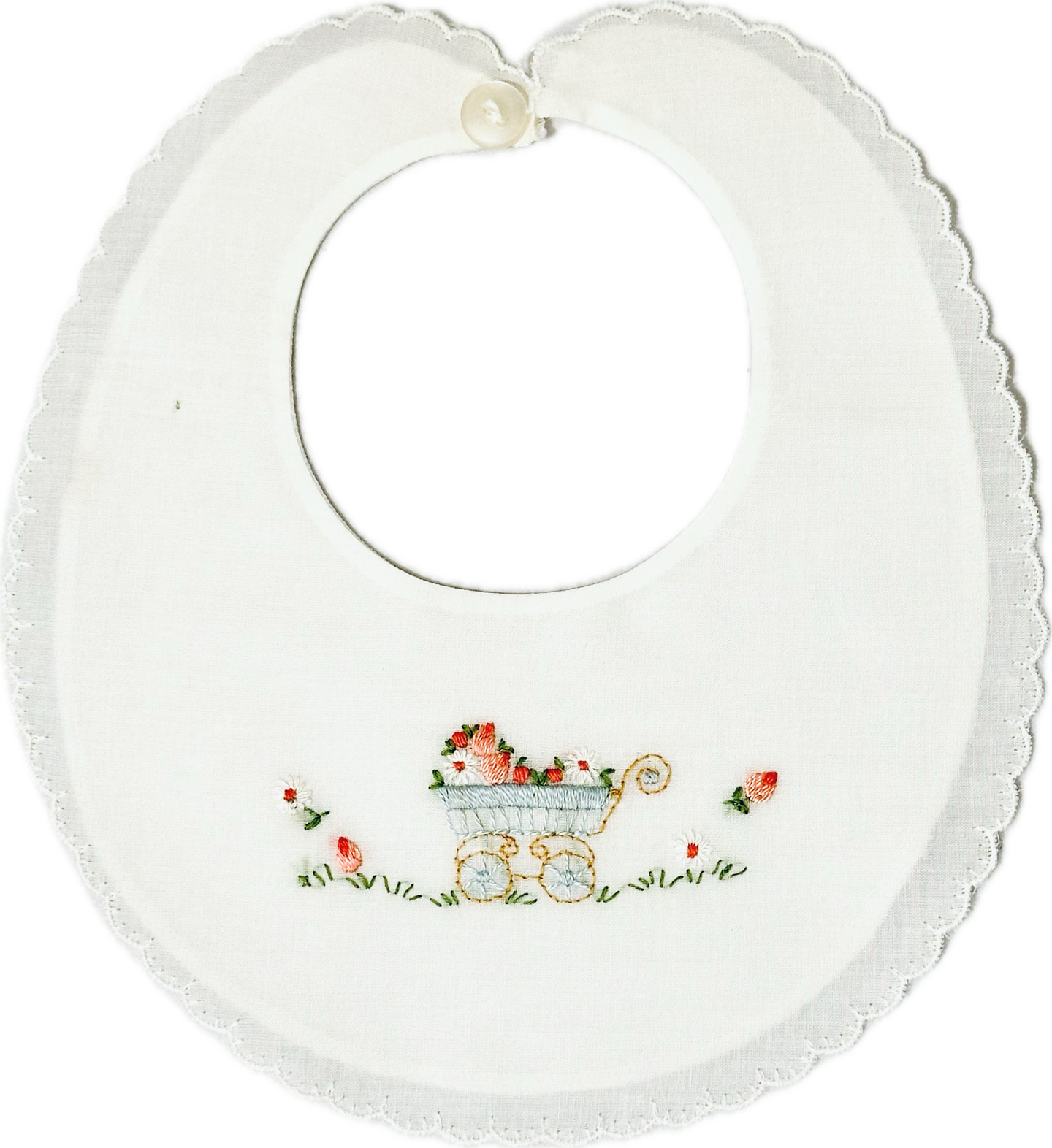 Baby Carriage Embroidered Bib