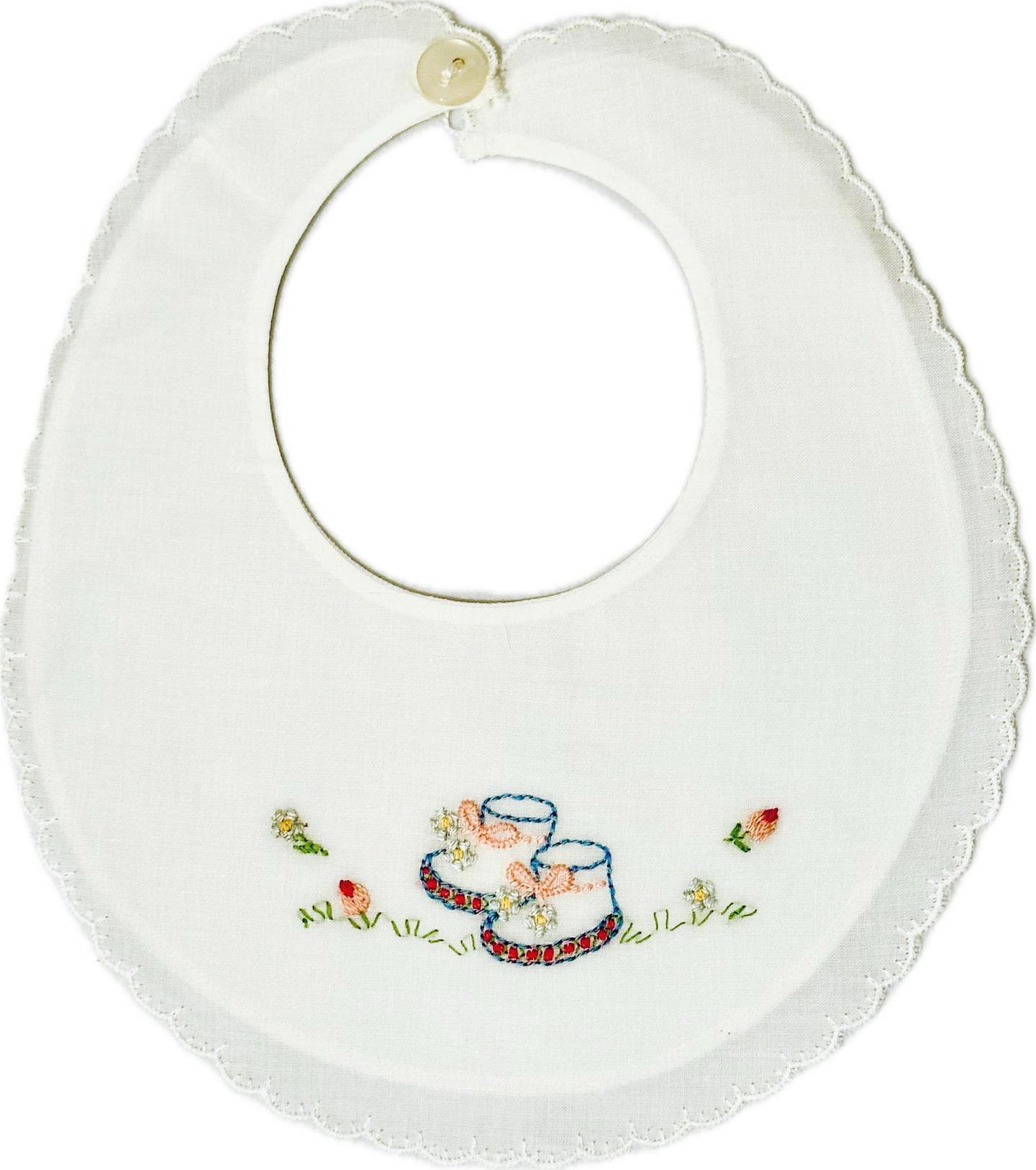 Yellow Flowers Embroidered Bib