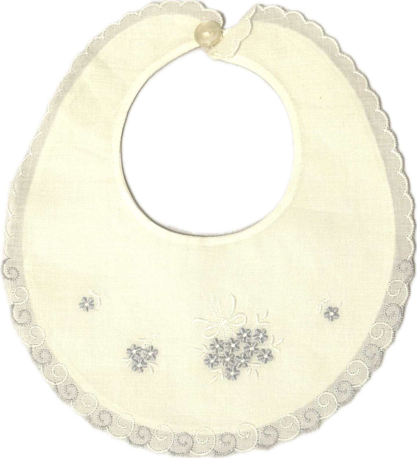 Light Blue Flowers Embroidered Bib