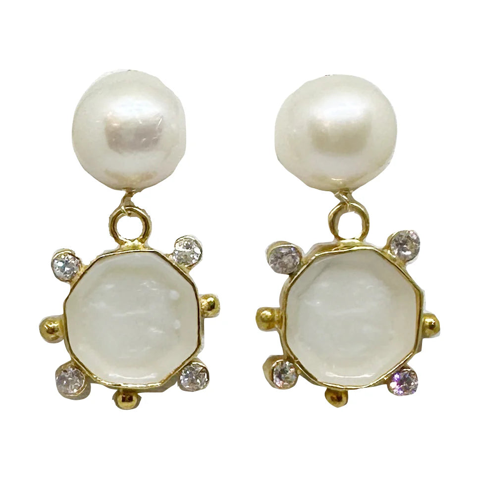 Venetia Intaglio Earrings White