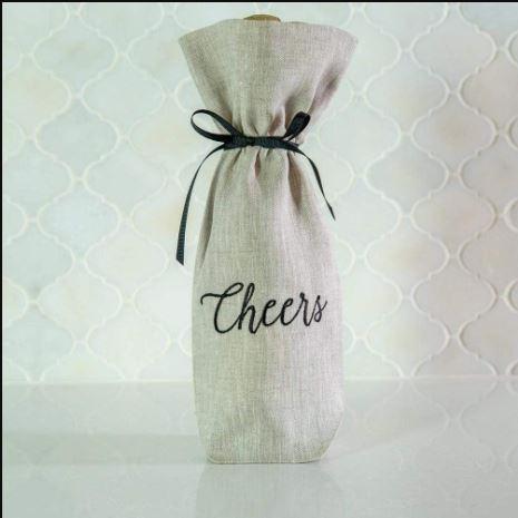 Cheers Linen Wine Bag