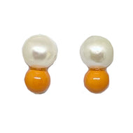 Big Pearl, Little Orange Stud Earrings