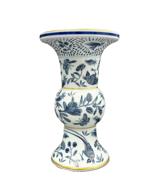 Sacred Bird & Butterfly Blue Shang Vase