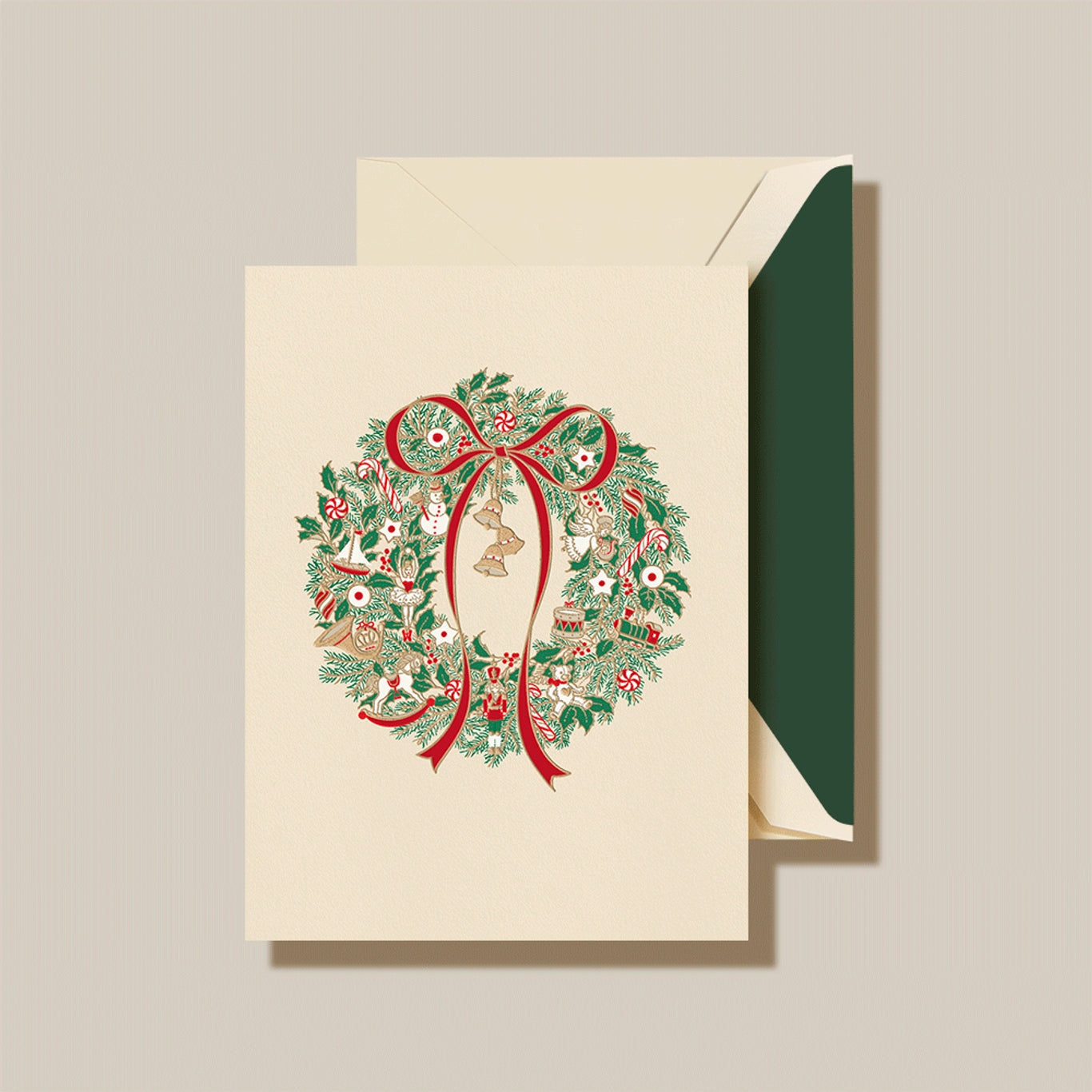 Christmas Morning Wreath Boxed Holiday Greeting Cards