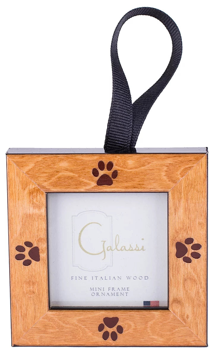Cashmere Burl with Gold Paw Picture Frame Ornament