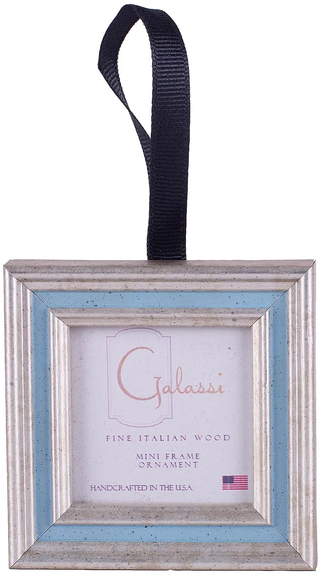 Silver with Blue Picture Frame Ornament