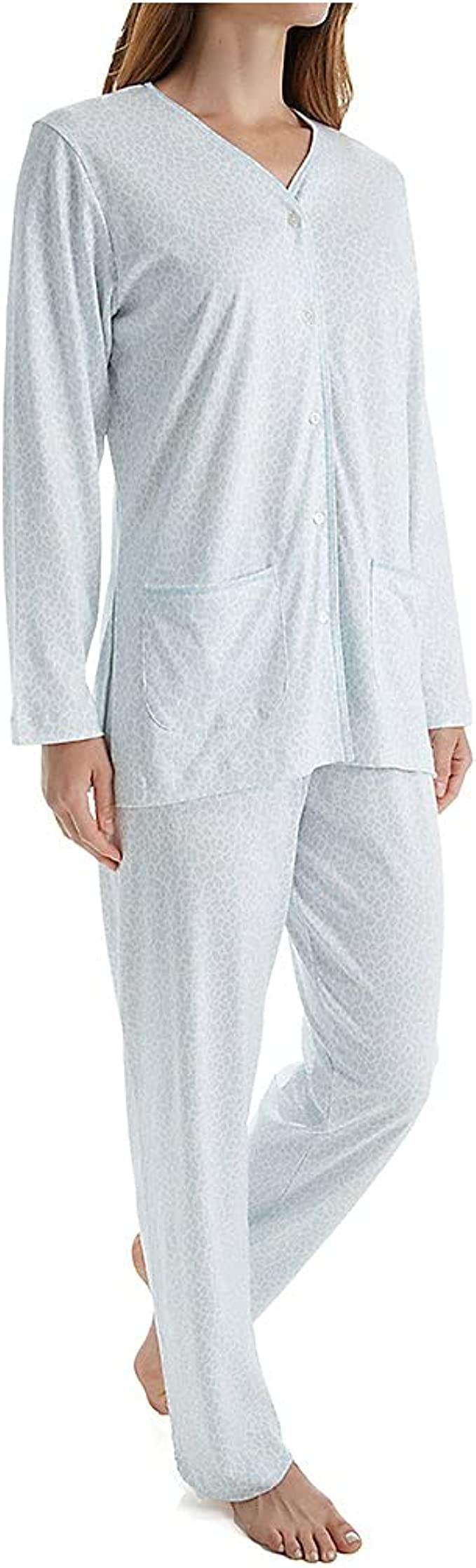 Leopard Long Sleeve Pajama Set - Blue